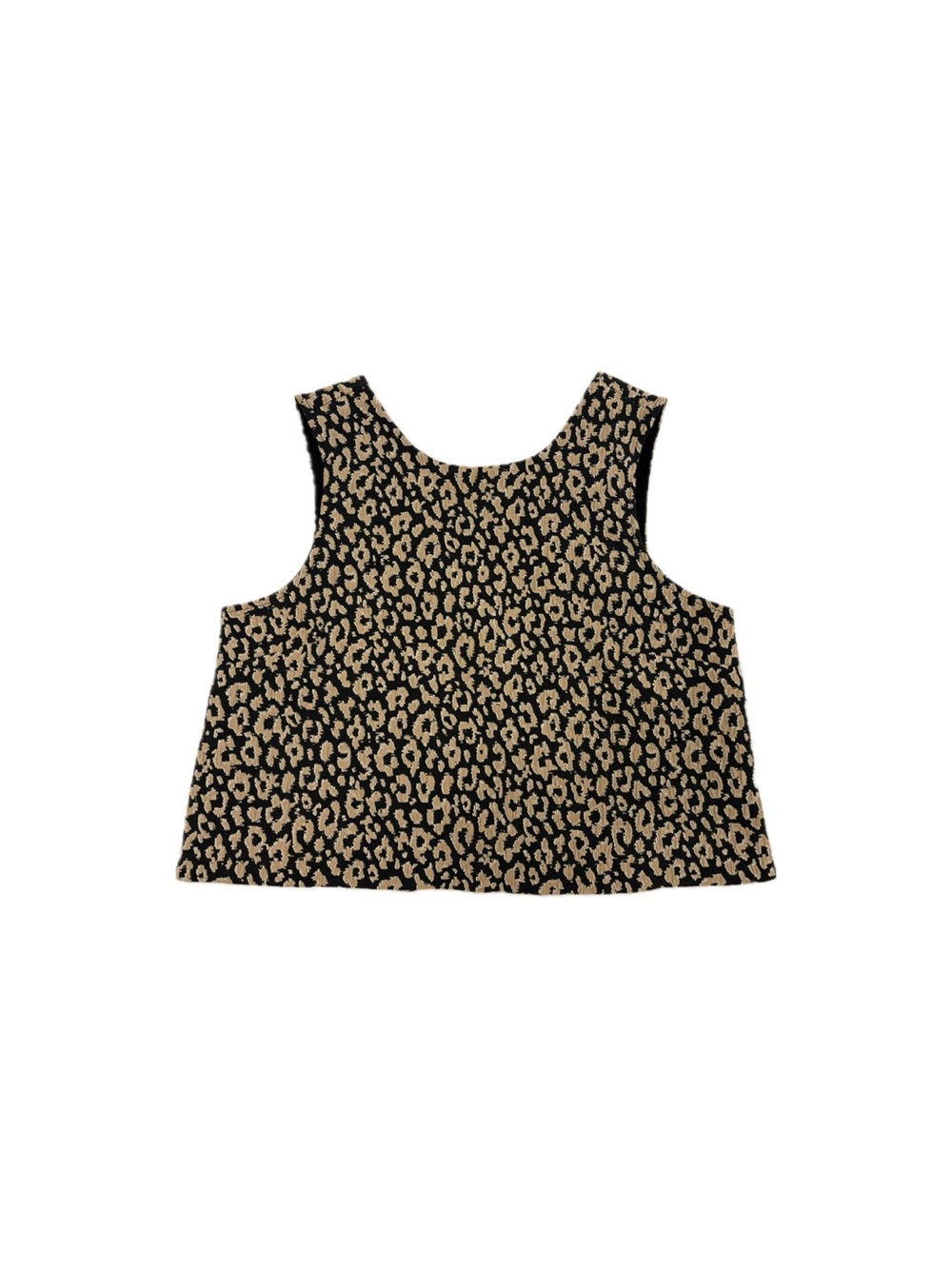 Maeve Anthropologie Leopard Jacquard Two-Way Crop Vest Top Black Tan – Size 12